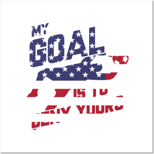 My Goal Is To Deny Yours Goalie USA Flag Patriotic Posters and Art
